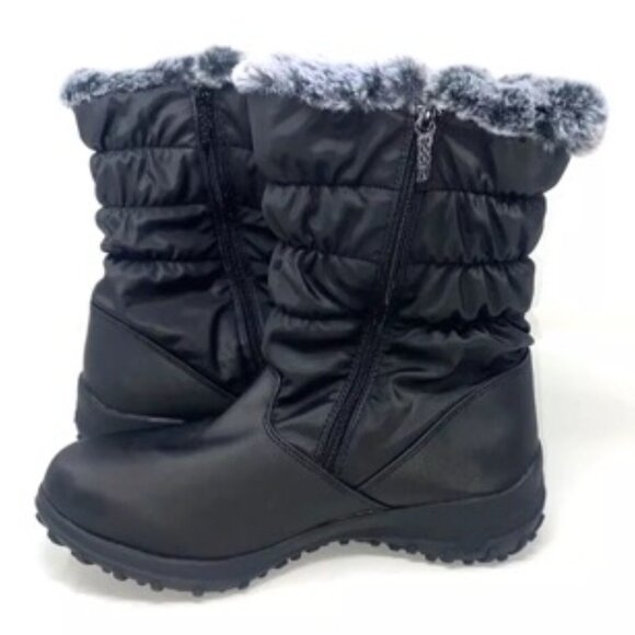 SPORTO Henrique Snow Boots Women's Zippers Waterproof Fur Trim Black Size 8 - Picture 2 of 8